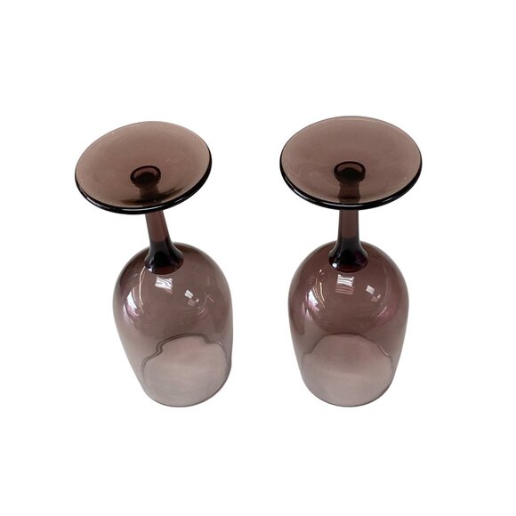 Vintage Plum-Colored Wine Glass Set Of 2 - Picture 4 of 6
